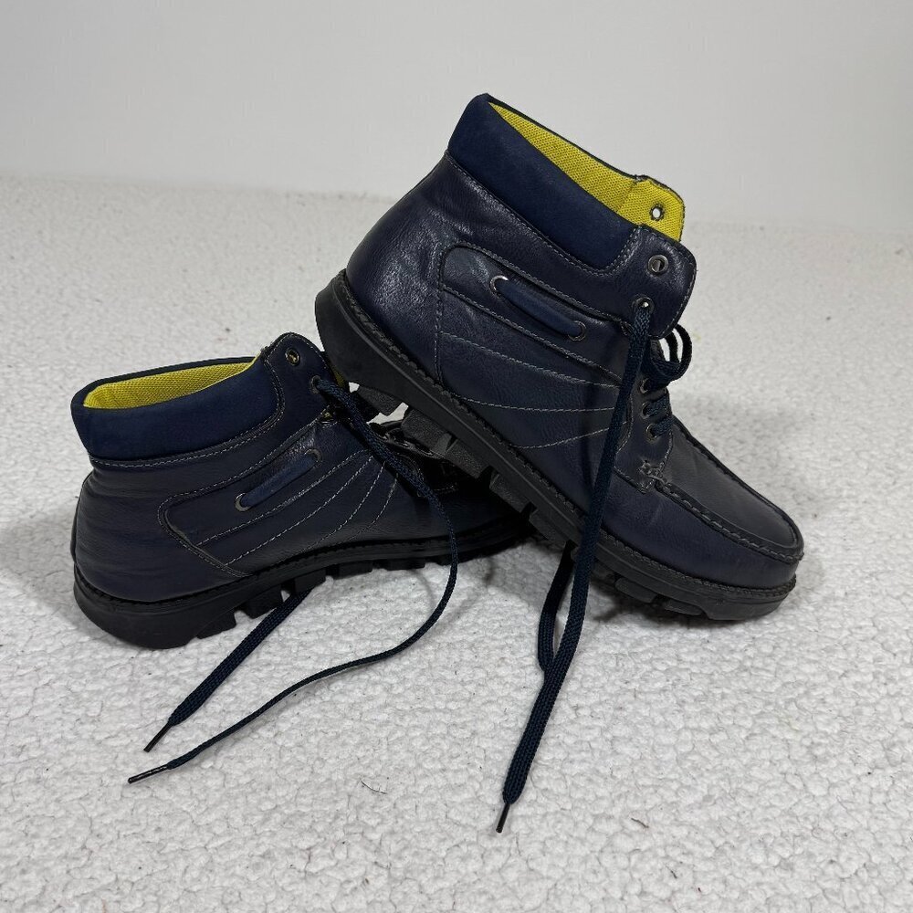Vikings Men's Blue Leather Casual Work Hiking Boots - 11M Outdoor Gorpcore